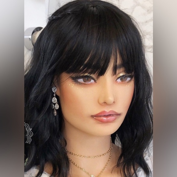 Natural Black Wavy Wig with Bangs | Gift For Her | Mathilda - Picture 3 of 9